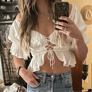 White Ruffled Crop Top